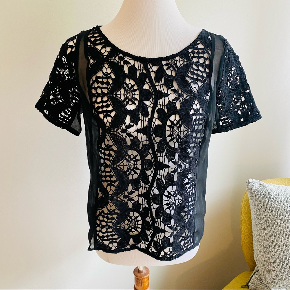 American Eagle Outfitters Black Sheer Blouse